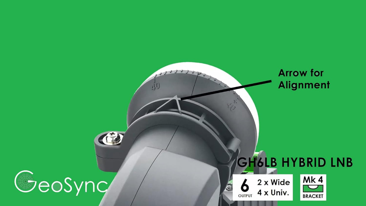 GeoSync Hybrid LNB 6 Output Hybrid LNB | 2 x Wideband + 4 x Quad | For use with Sky Q, Sky+, SkyHD or Freesat