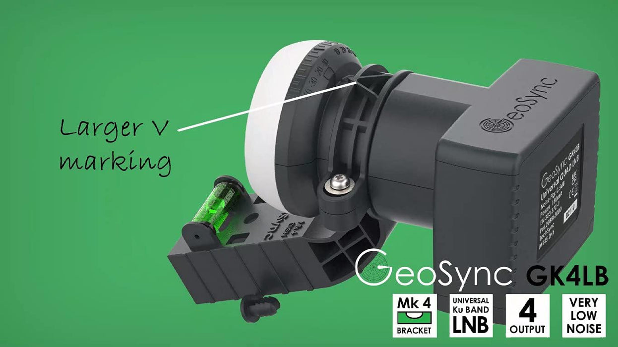 GeoSync Sky Quad LNB 4 Way for MK4 Dishes - Have Upto 4 Sky or Freesat Receivers Connected, Multi Room, PVR Upgrade