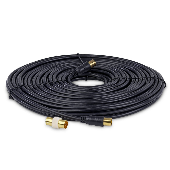 Viewi Gold RF Fly Lead Coaxial Aerial Cable TV Male Extension Black & White ( 1M - 20M)