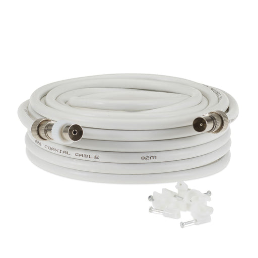 SSL Satellites Fully Assembled Digital TV Aerial Cable Extension Kit with Male - Male Connections - 25 Meter, White