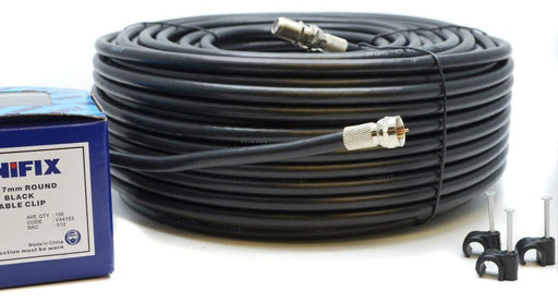 Viewi 5 Meter RG6 Satellite TV Coax Cable Extension Kit with Fitted F Connectors for Sky HD, Freesat & Virgin - (5 Meter, Black)