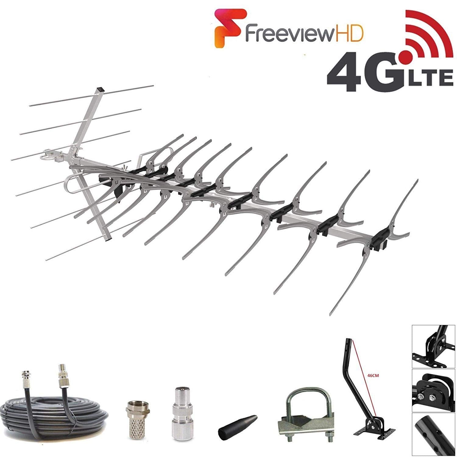 Viewi 48 Element 4K HD Freeview TV Aerial Kit With Built In 4G LTE