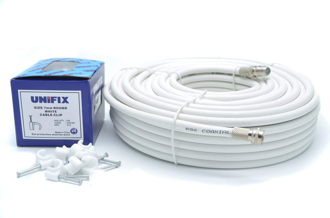 SSL RG6 Satellite TV Coax Cable Extension Kit with Fitted F Connectors for Sky HD, Freesat & Virgin - (White, Black)