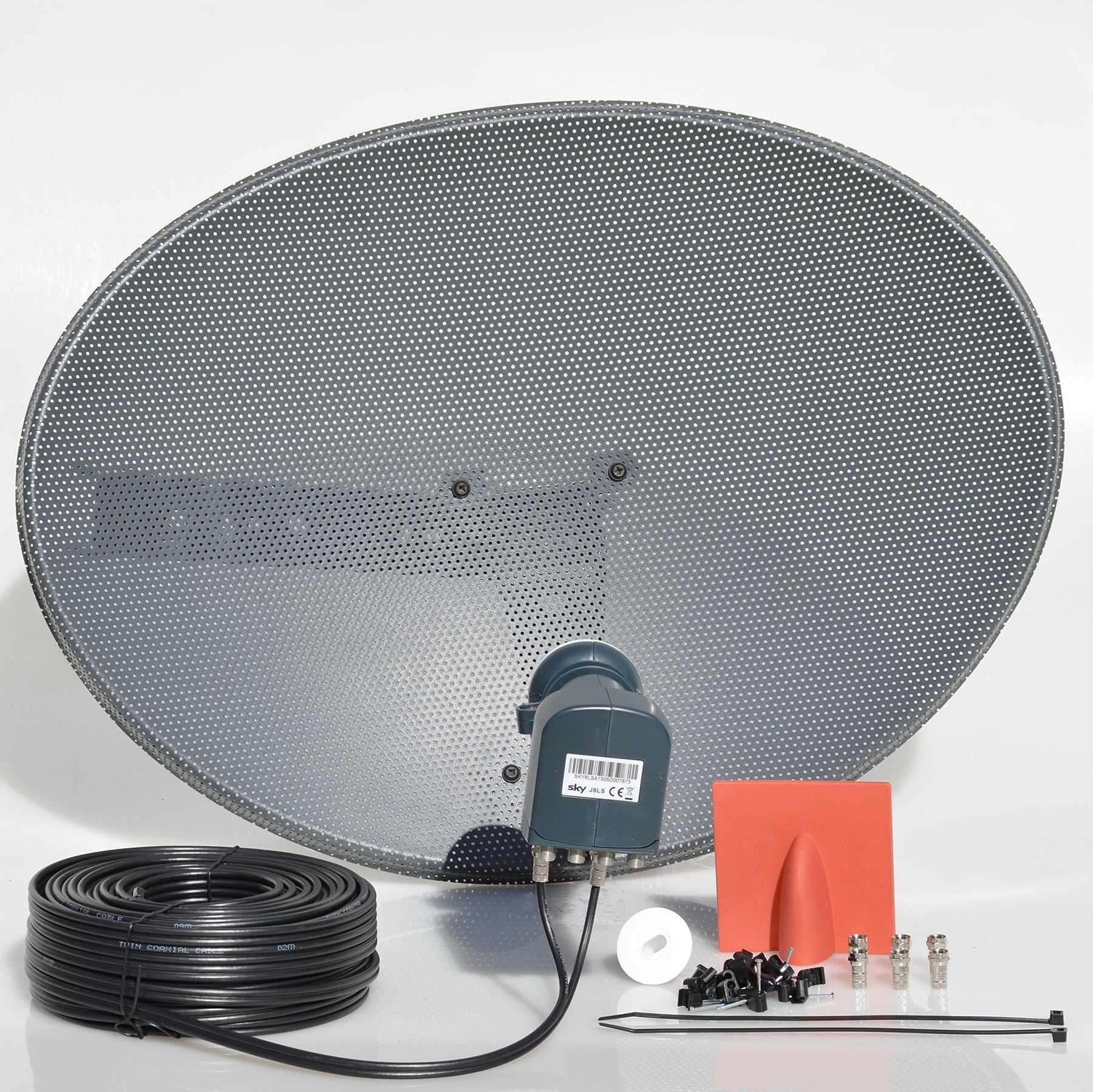 Viewi Freesat HDR Satellite Dish DIY Self Installation Kit,Latest Dish with Quad LNB,Twin coax Cable all necessary Brackets,Bolts and SATELLITE FINDER (White, Black Kit)